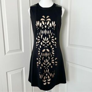 Papillon Black Dress with Laser Floral Cutouts - LBD, Mini, A-line, Size Small
